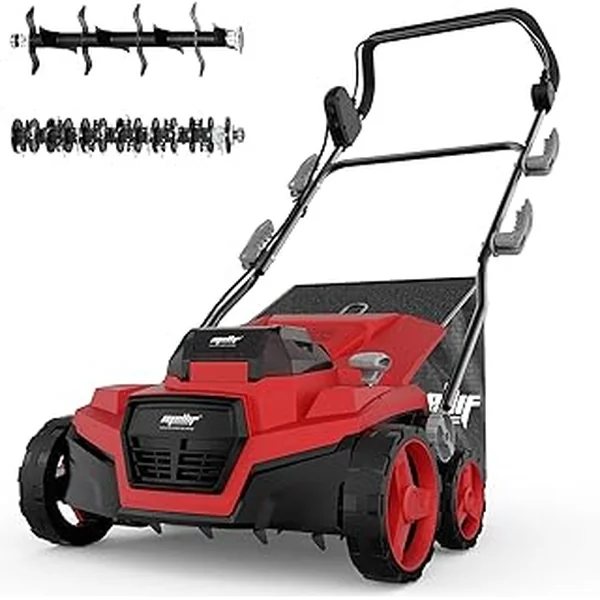 36V Cordless Brushless 15IN Dethatcher & Scarifier Compatible with Milwaukee 18v Battery (Tool Only), 12 Gal Collection Bag, Air Boost Tech, Quick Fold & 5 Adjustable Depths, Walk-Behind for Lawn Care
