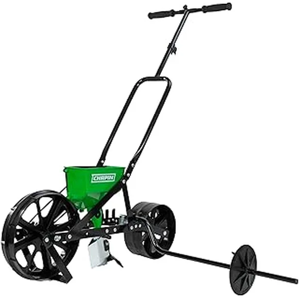 Chapin 8701G Garden Push Seeder Planter, 6 Seed Plates for up to 20 Varieties of Seeds, Zinc Plow Blade, Row Marker, Powder Coated Steel Frame, Accurate Seed Drill for Gardeners, Use in Prepared Soil