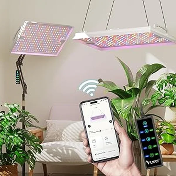 Monios-L Led Grow Lights for Indoor Plants Full Spectrum,T8 2FT 144W(6x24W) High Output Growing Strips for Seedlings,Sunlight Replacement with Reflectors, 6-Pack
