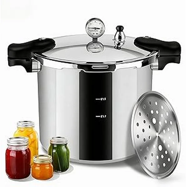 23-25qt+ Aluminum Pressure Cooker, Extra Large Capacity for Commercial & Home Use,Pressure Canners for Canning，Multi-Stove Compatible Bulk Food Preparation,Presto 23 quart pressure canner