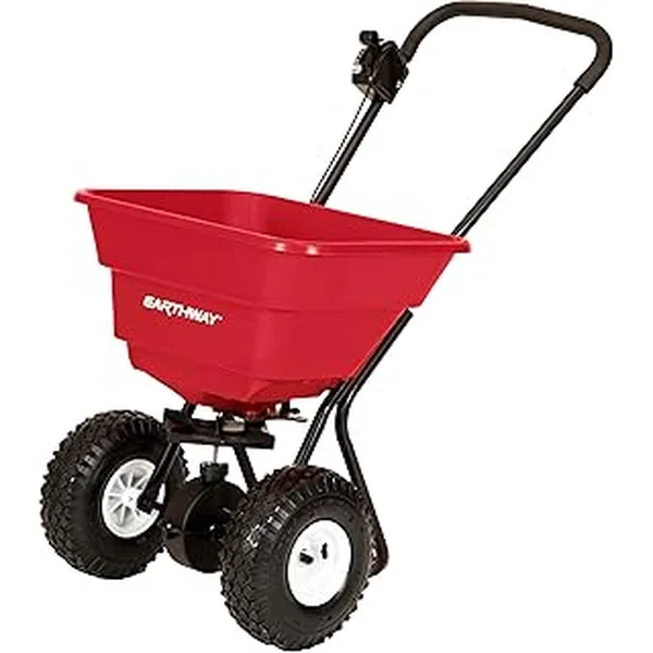 EarthWay 2050P 80lb Broadcast Spreader, Lawn Aerator, Fertilizer Spreader, 80lb Capacity, Pre-Assembled, with Rustproof Poly Hopper and Adjustable Drop Rate for Lawn Care & Seed Spreading