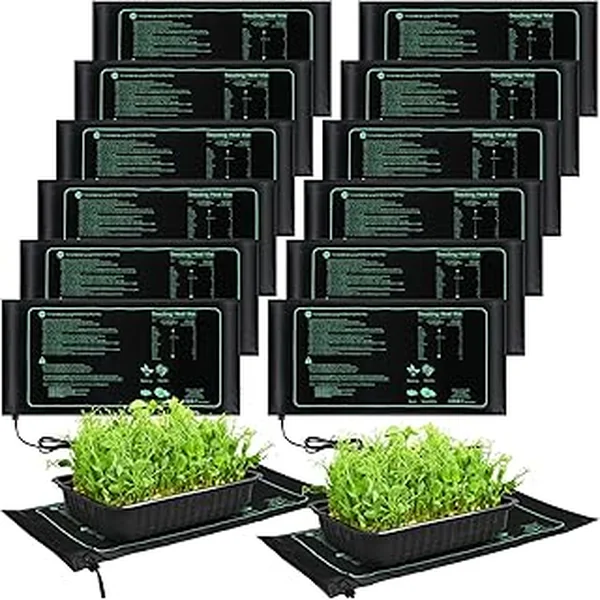 ROCEEI 12 Pack Seedling Heat Mat Bulk, 10" x 20.75" Heat Mats for Seed Starting Plant Heating Mat Grow Mats Waterproof Hydroponic Heating Pad Warm Seed for Greenhouse Plants Germination Grow